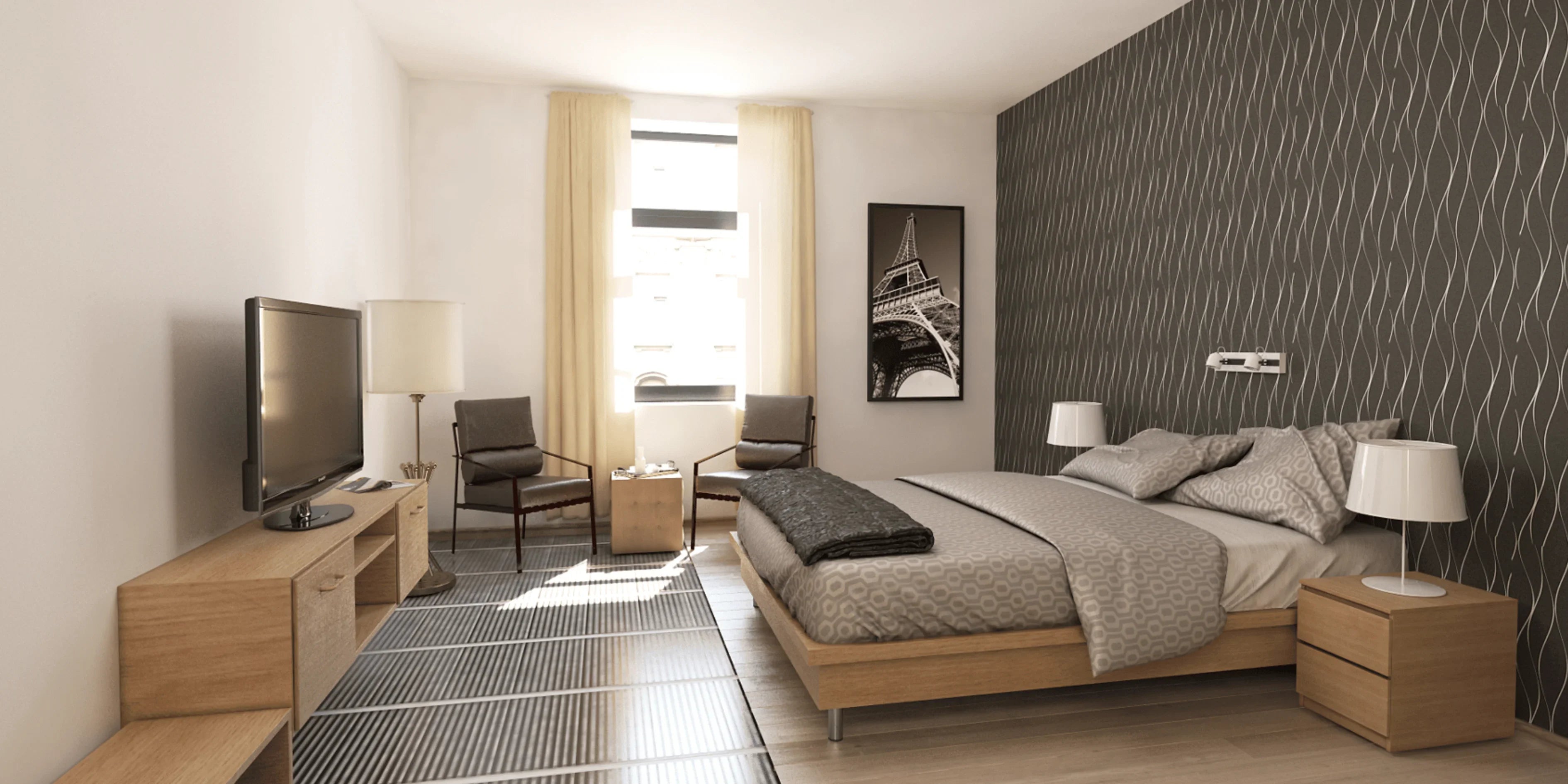 sistema de piso radiante instalado en una casa moderna.