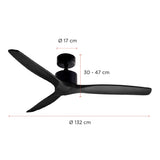 Ventilador de Techo Aviador Negro Ajustable 52” PRIMATERM